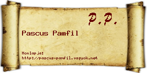 Pascus Pamfil névjegykártya